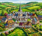 Coupures de courant à venir: 29 octobre 2026